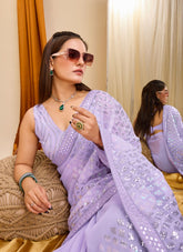 Common Violet Colour Saree